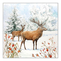 Eco Decoupage Napkin, Deer in the Snow - 1 pc