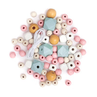 DP Craft houten kralen, pastel of nude, 80 stuks – afbeelding 3