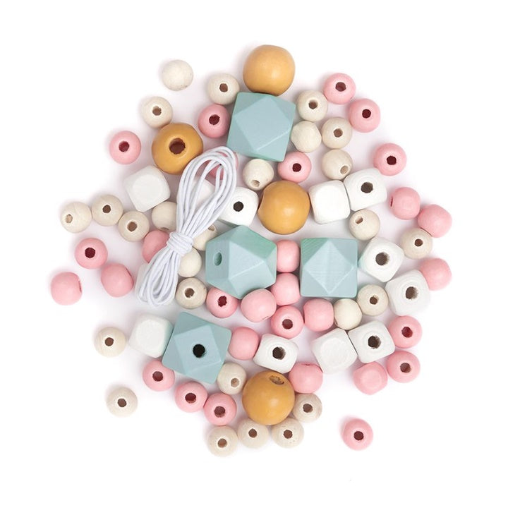 DP Craft houten kralen, pastel of nude, 80 stuks – afbeelding 3