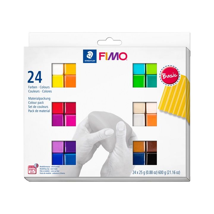 FIMO Soft Polymer Clay Set, Basic Colors, 24 x 25 g