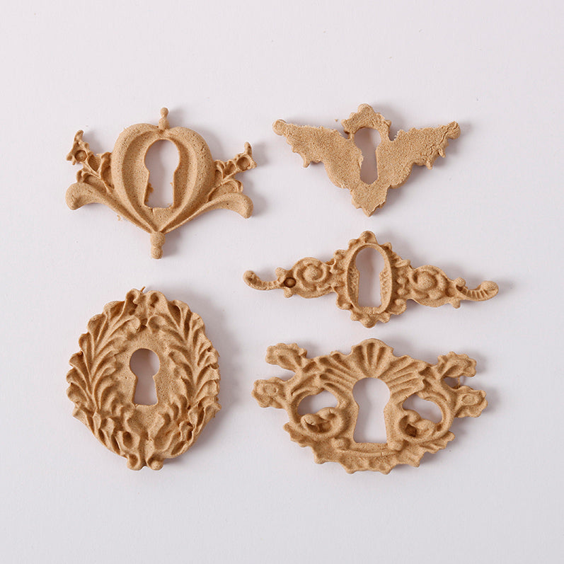 Flexibel houten ornament Pentart sleutelgat 1 cm, set van 5
