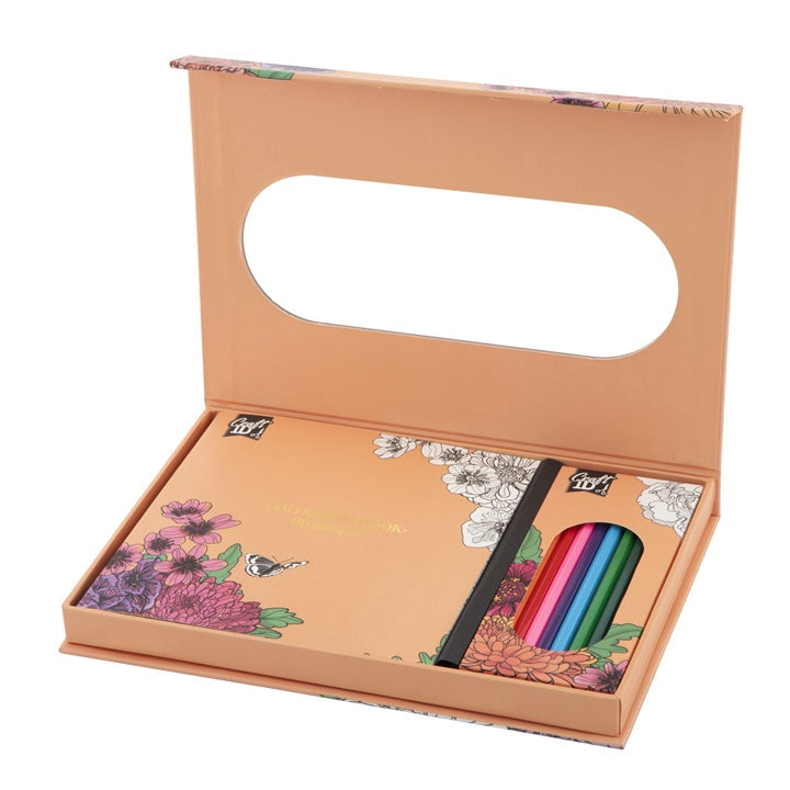 Flowers Coloring Book and Colored Pencils Set — image 3