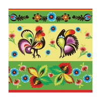 Folklore Roosters Green & Cream Eco Decoupage Napkins - 1 pc