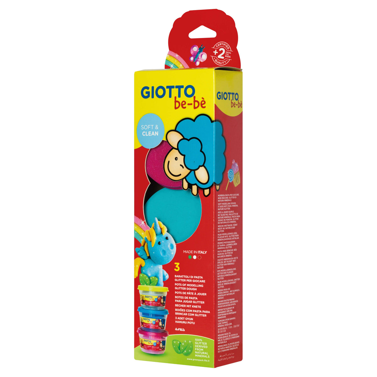 GIOTTO be-be speelklei met glitters 3 × 100 g