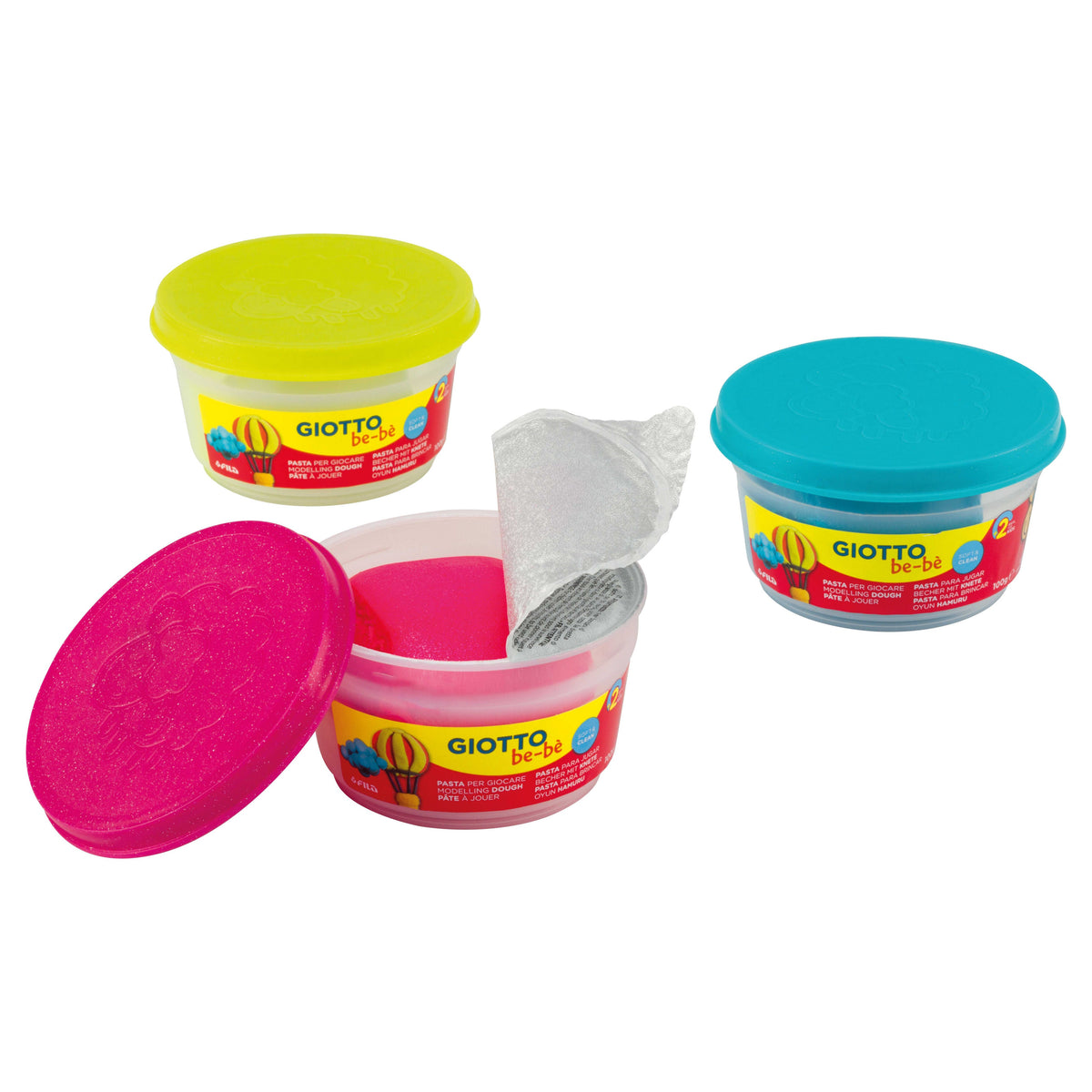 GIOTTO be-be speelklei met glitters 3 × 100 g
