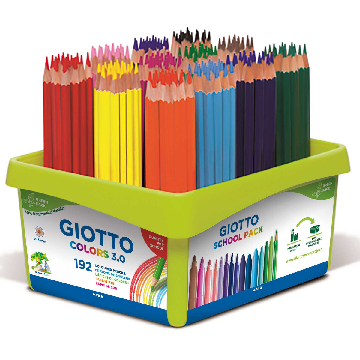 GIOTTO Colors 3.0 zeskantige kleurpotloden, 192 stuks
