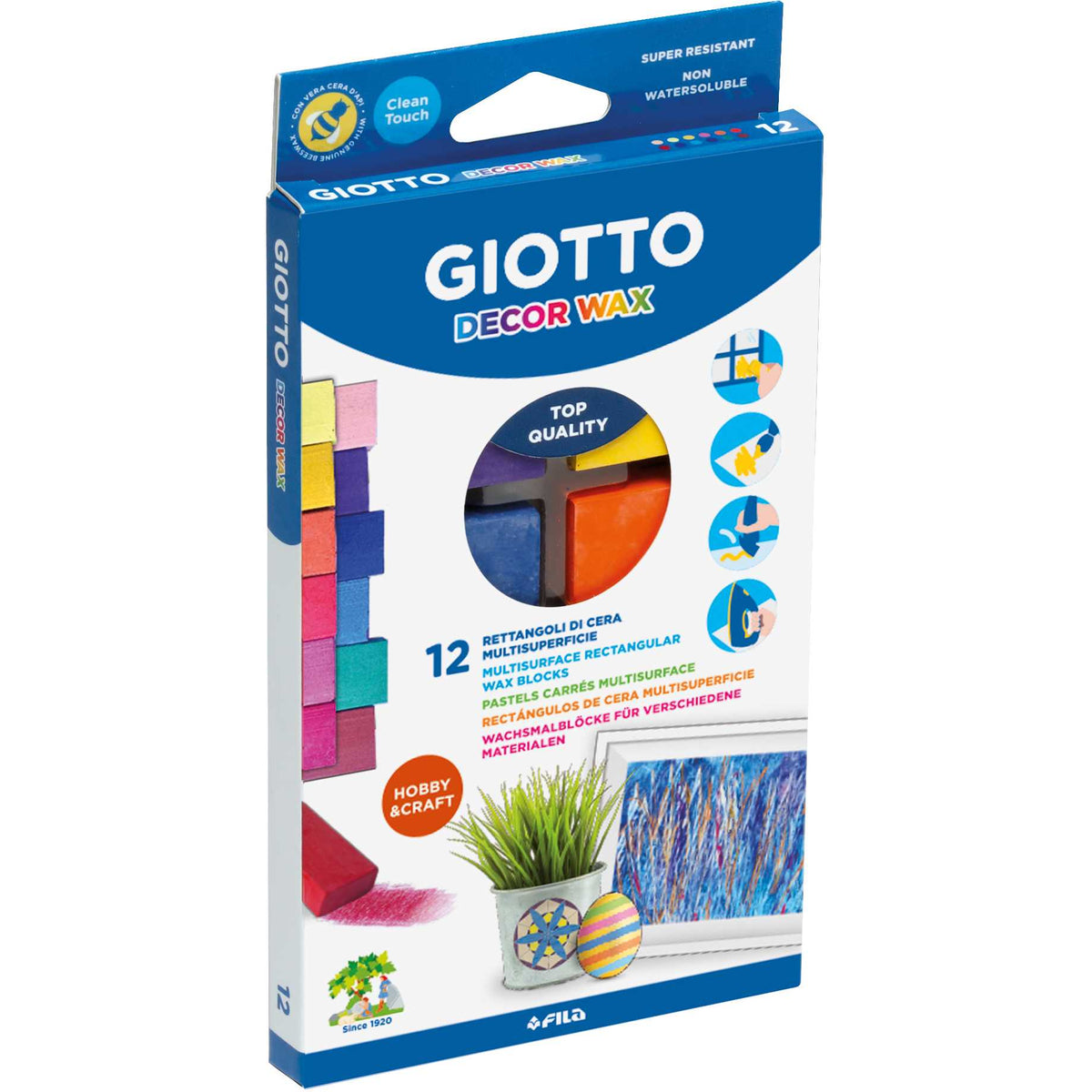 GIOTTO Decor Wax wasblokken van bijenwas, 12 stuks
