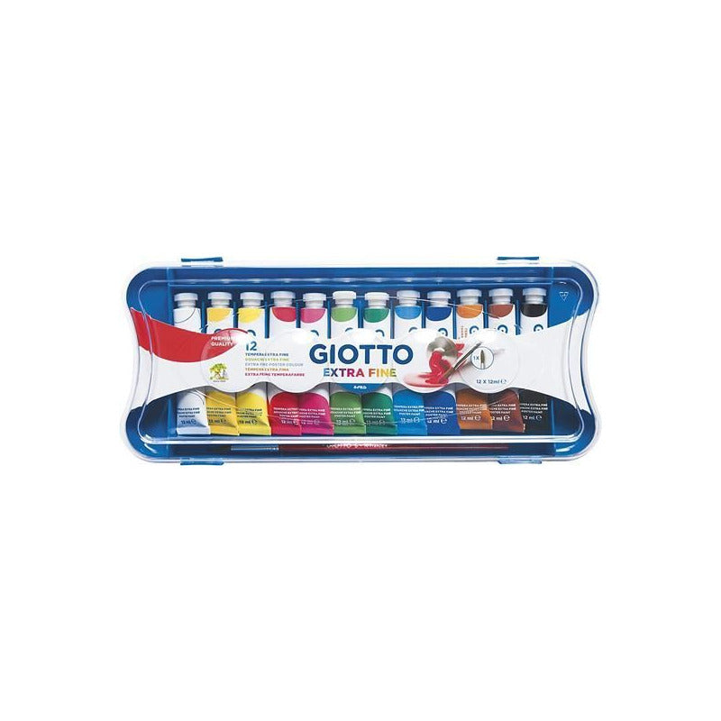 Giotto Extra Fine plakkaatverf in tubes met penseel – 12 stuks