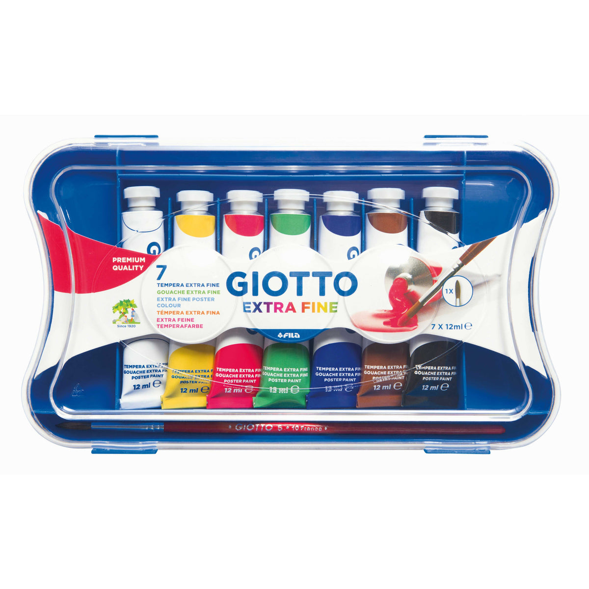 Giotto Extra Fine plakkaatverf in tubes met penseel – 7 stuks