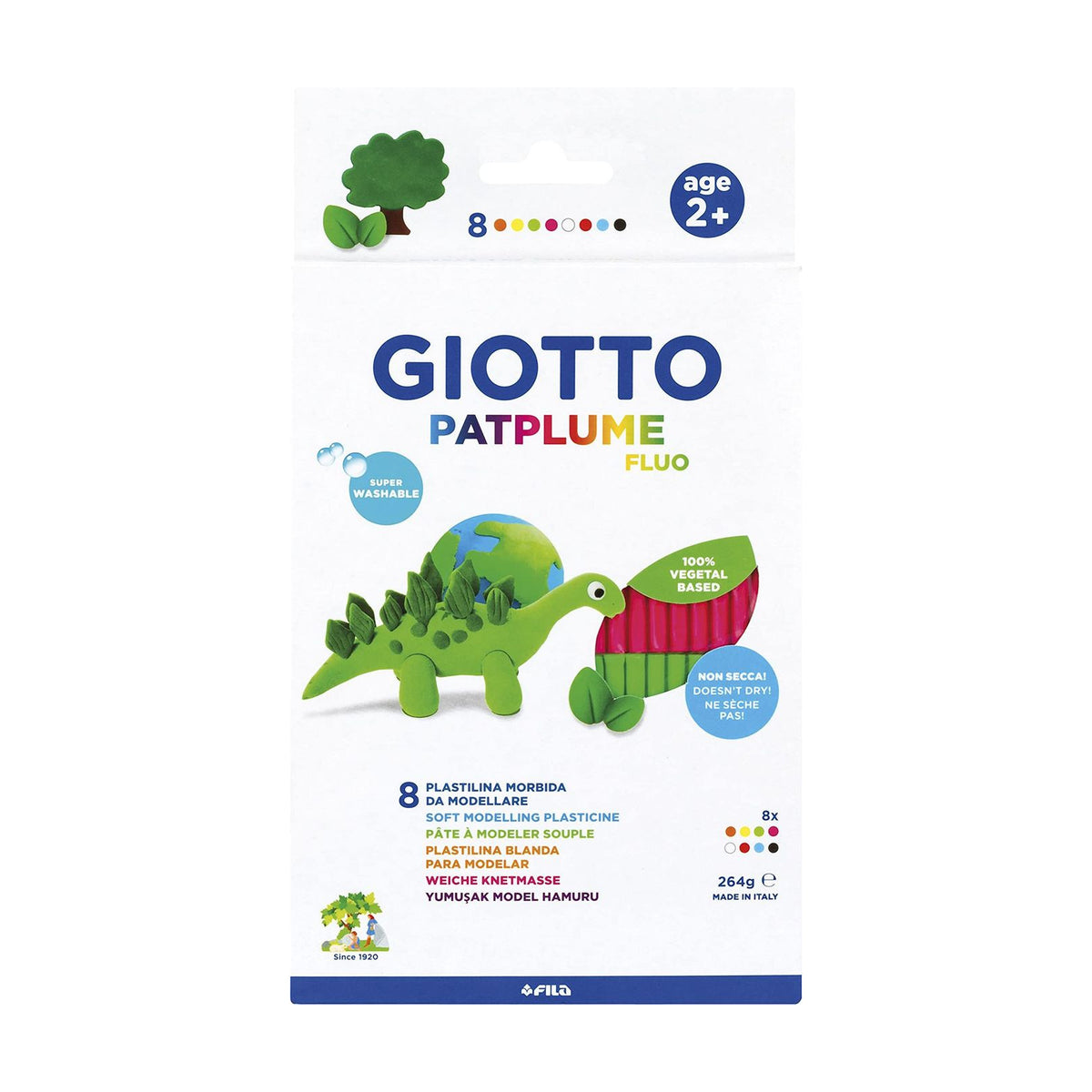 GIOTTO Patplume speelklei neonkleuren 8 × 33 g