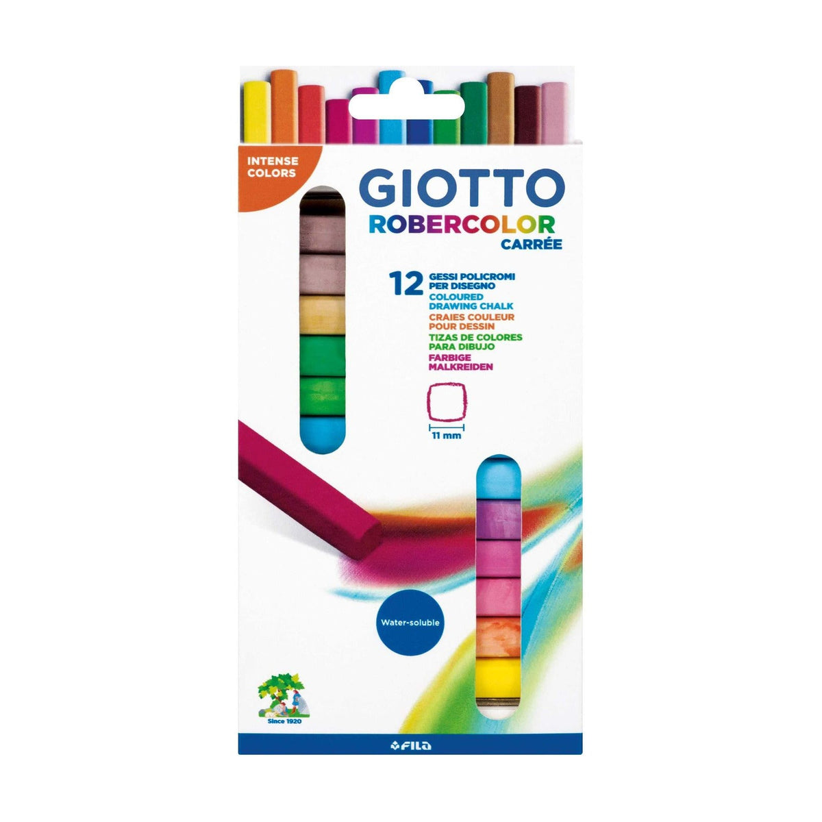 GIOTTO Robercolor Carré stofarm schoolbordkrijt vierkant, 12 stuks