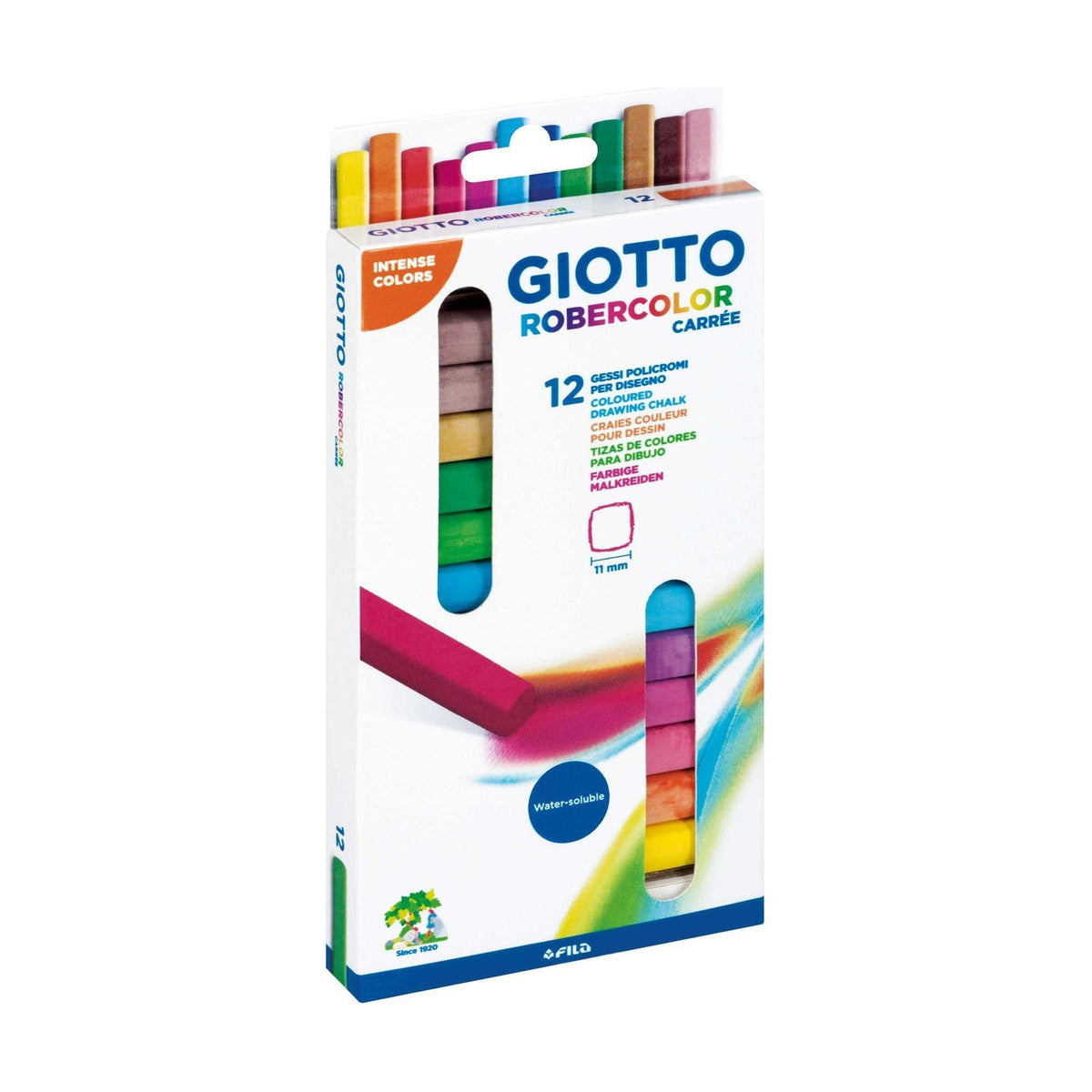 GIOTTO Robercolor Carré stofarm schoolbordkrijt vierkant, 12 stuks