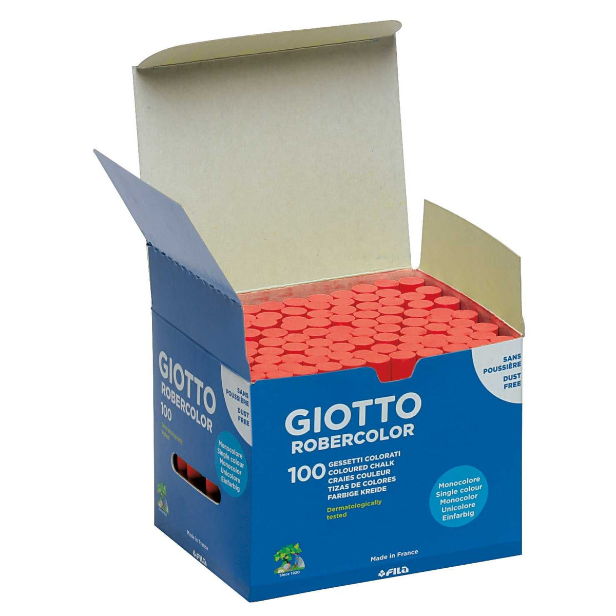 GIOTTO Robercolor stofarm bordkrijt, rond, 100 stuks – rood