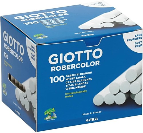 GIOTTO Robercolor stofarm bordkrijt, rond, 100 stuks – wit