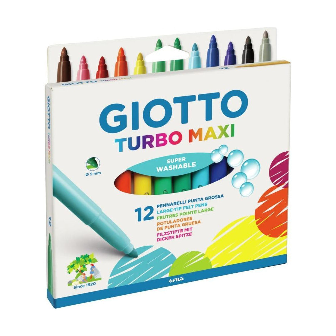Giotto Turbo Maxi viltstiften 5 mm, afwasbaar