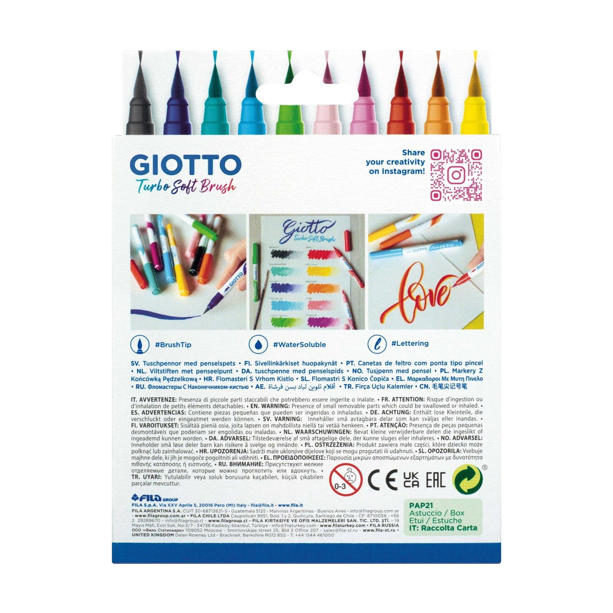 Giotto Turbo Soft Brush brushpennen, set van 10