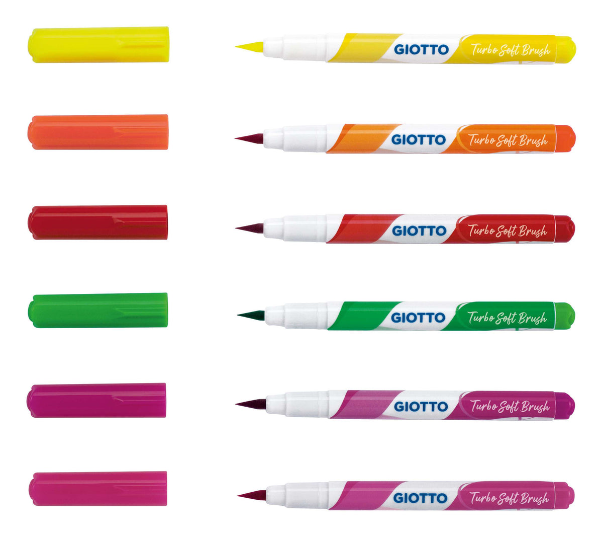 GIOTTO Turbo Soft Brush Fluo brushpennen, set van 6