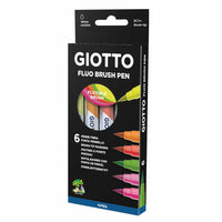 GIOTTO Turbo Soft Brush Fluo brushpennen, set van 6