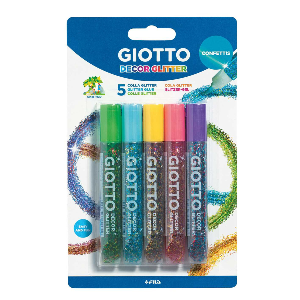 Glitterlijm GIOTTO Glitter Glue, 5 tubes van 10 g