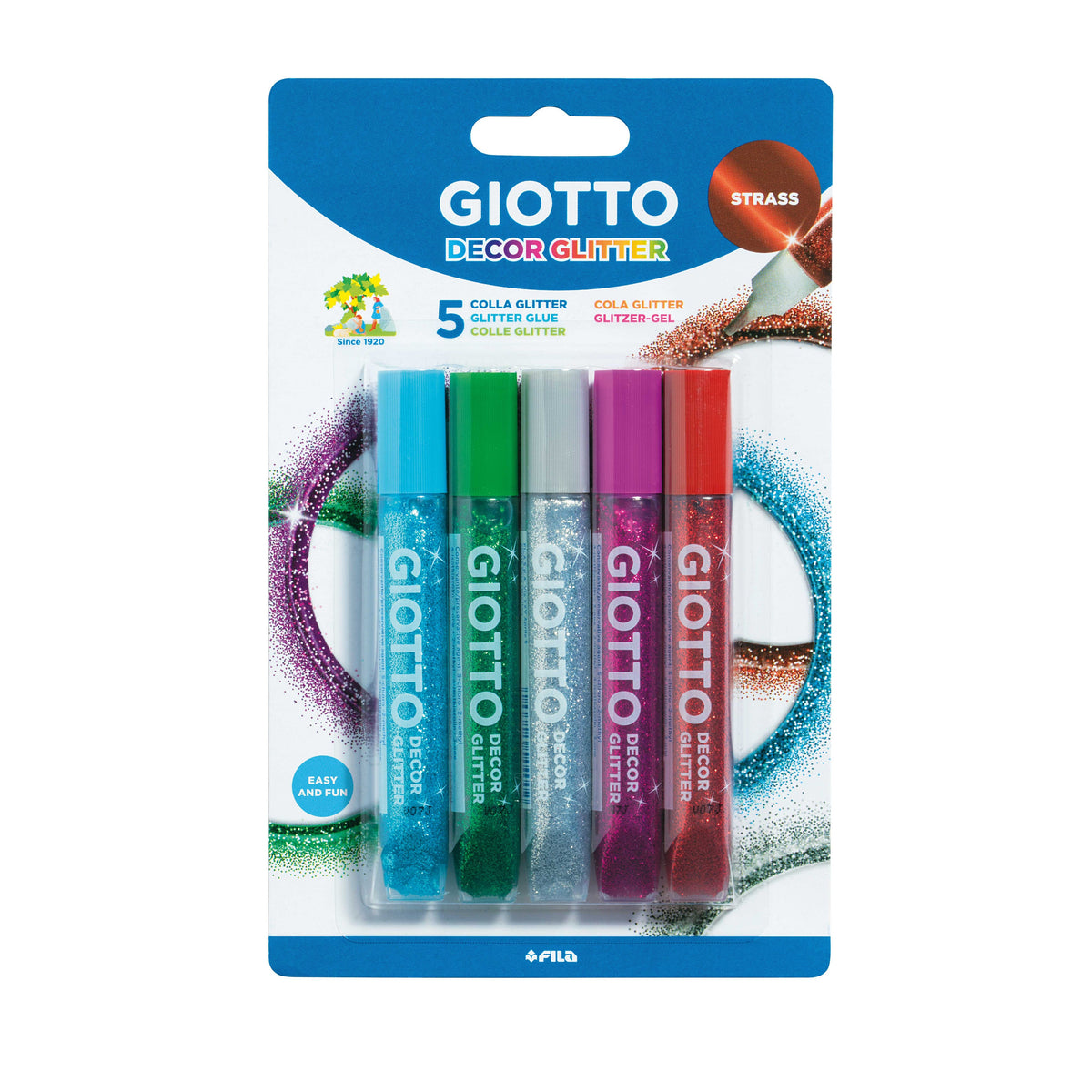Glitterlijm GIOTTO Glitter Glue edelsteenkleuren 5 × 10 g