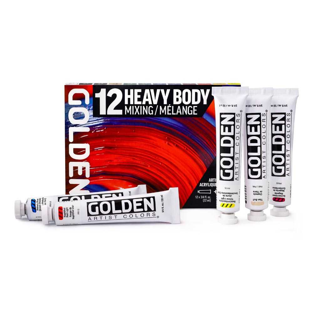 Golden Heavy Body acrylverfset Mixing 12 × 22 ml