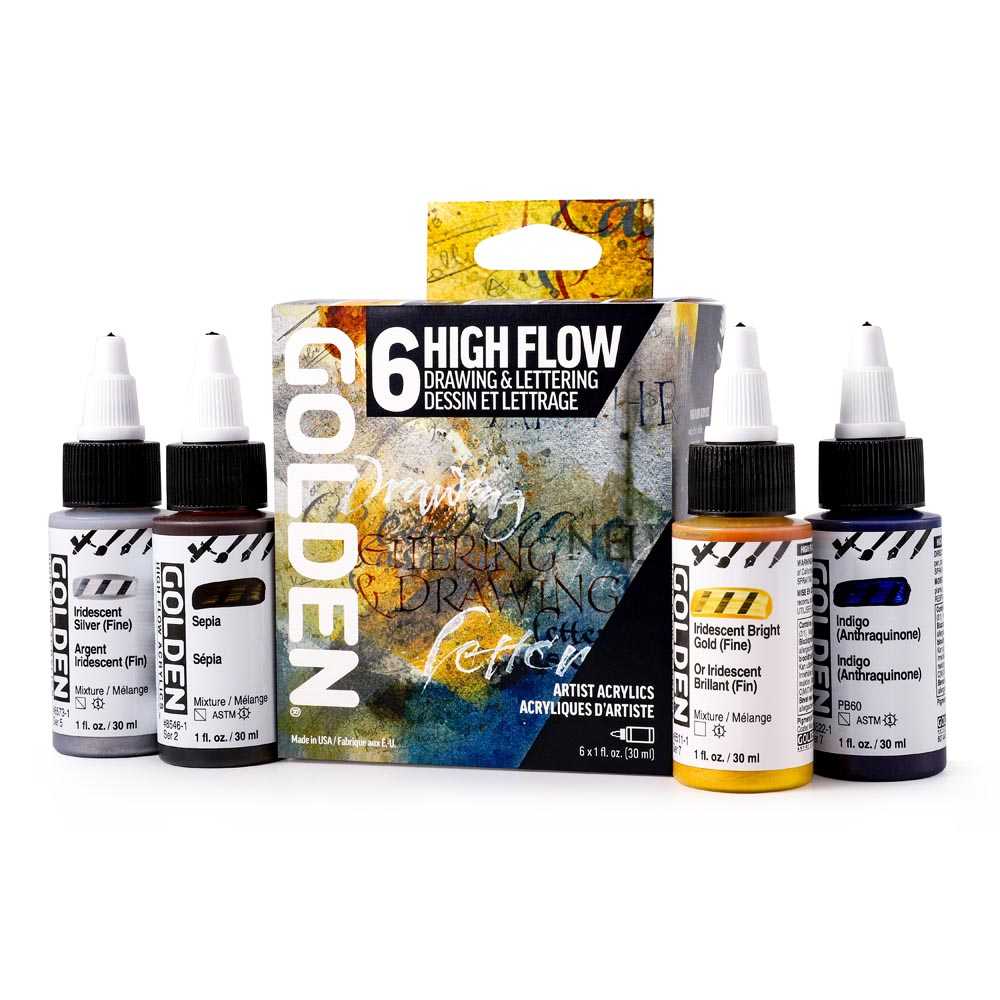 Golden High Flow acrylverfset Drawing & Lettering 6 × 30 ml