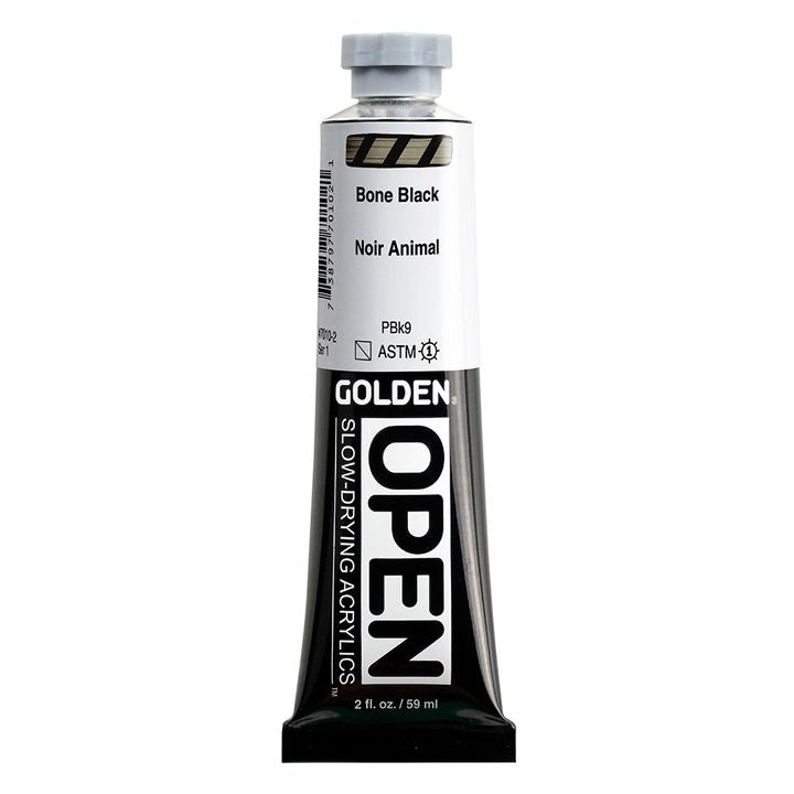 GOLDEN OPEN Slow-Drying Acrylic Paint, 59 ml – 7010 Bone Black