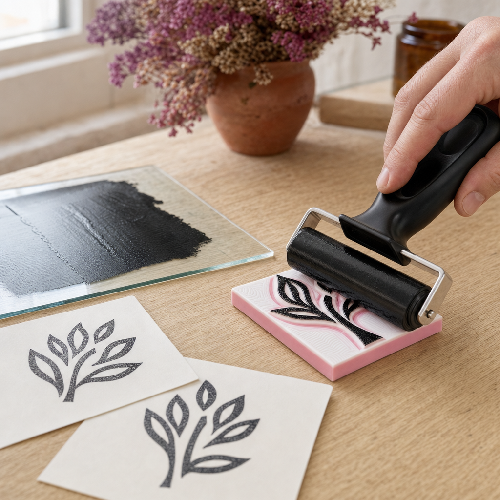 Inktroller van siliconen voor linosnede, 6–15 cm – afbeelding 2