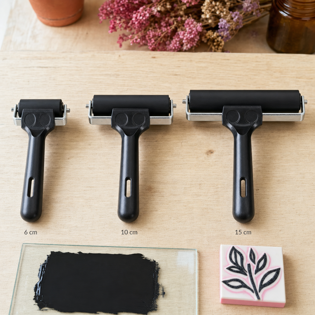 Inktroller van siliconen voor linosnede, 6–15 cm