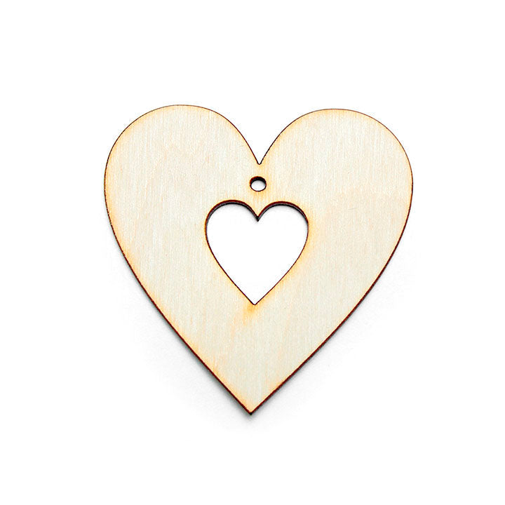 Hanging Wooden Decoupage Ornament - Heart