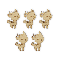 Houten figuren Pentart ree, 5 stuks