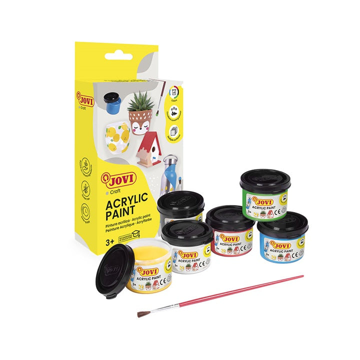 JOVI Acrylic Paint Set of 6 x 35 ml + Brush