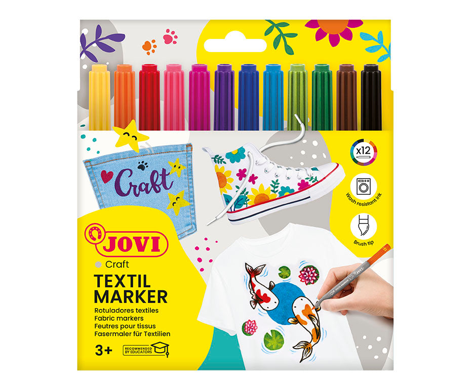 JOVI Jovidecor Textil Fabric Markers Brush Tip 12 pcs