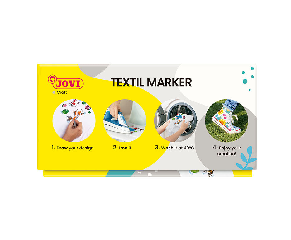 JOVI Jovidecor Textil textielstiften met penseelpunt, 48 stuks