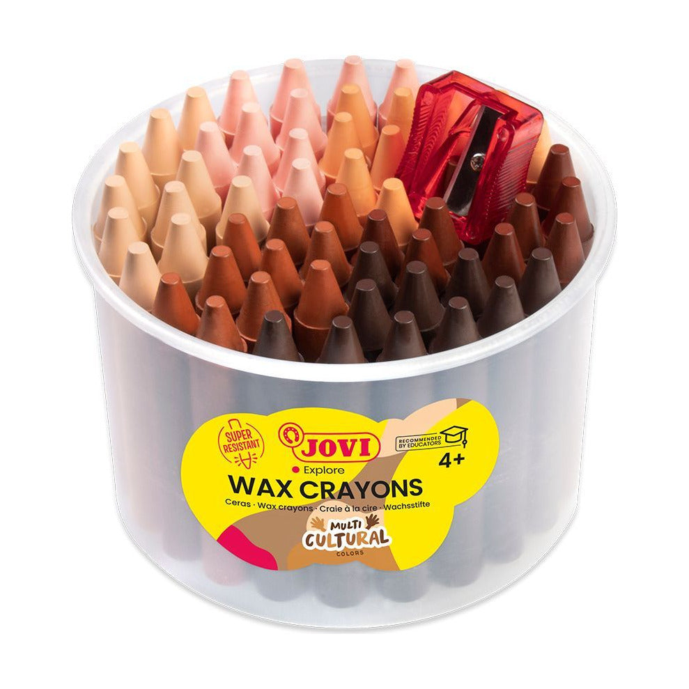 JOVI Jumbo Round Wax Crayons Skin Tones - Set of 60 pcs with Sharpener