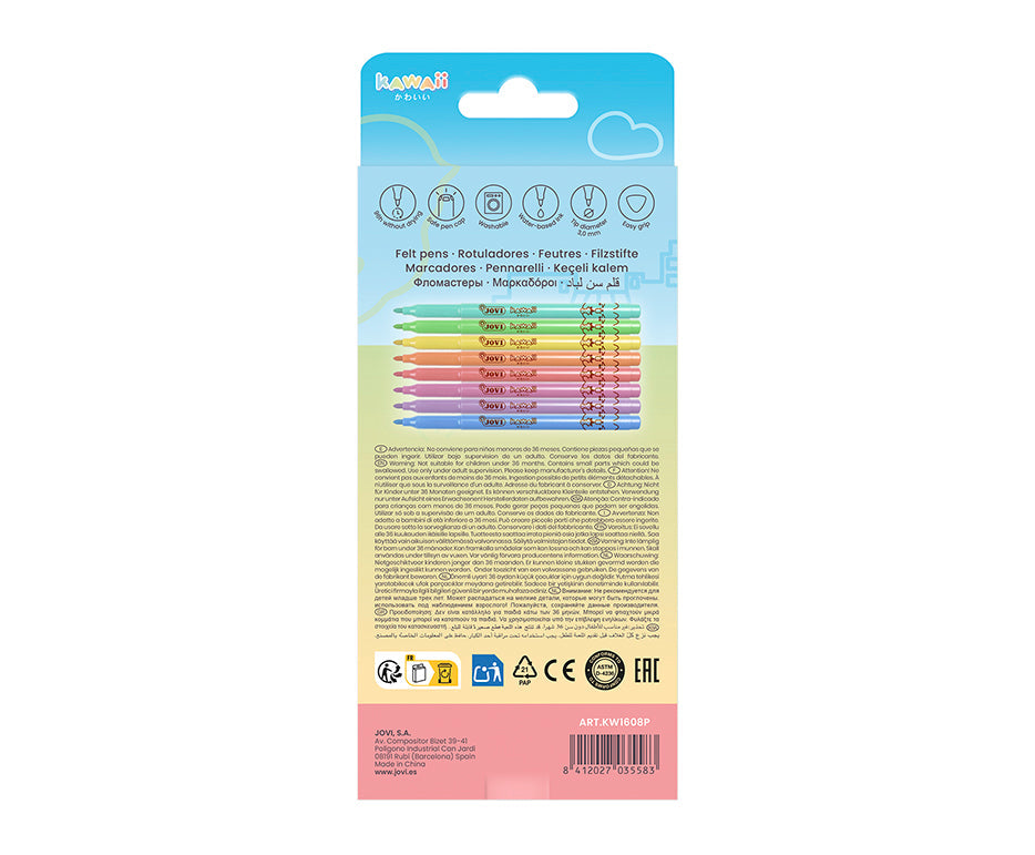 JOVI Kawaii viltstiften 3 mm, set van 8