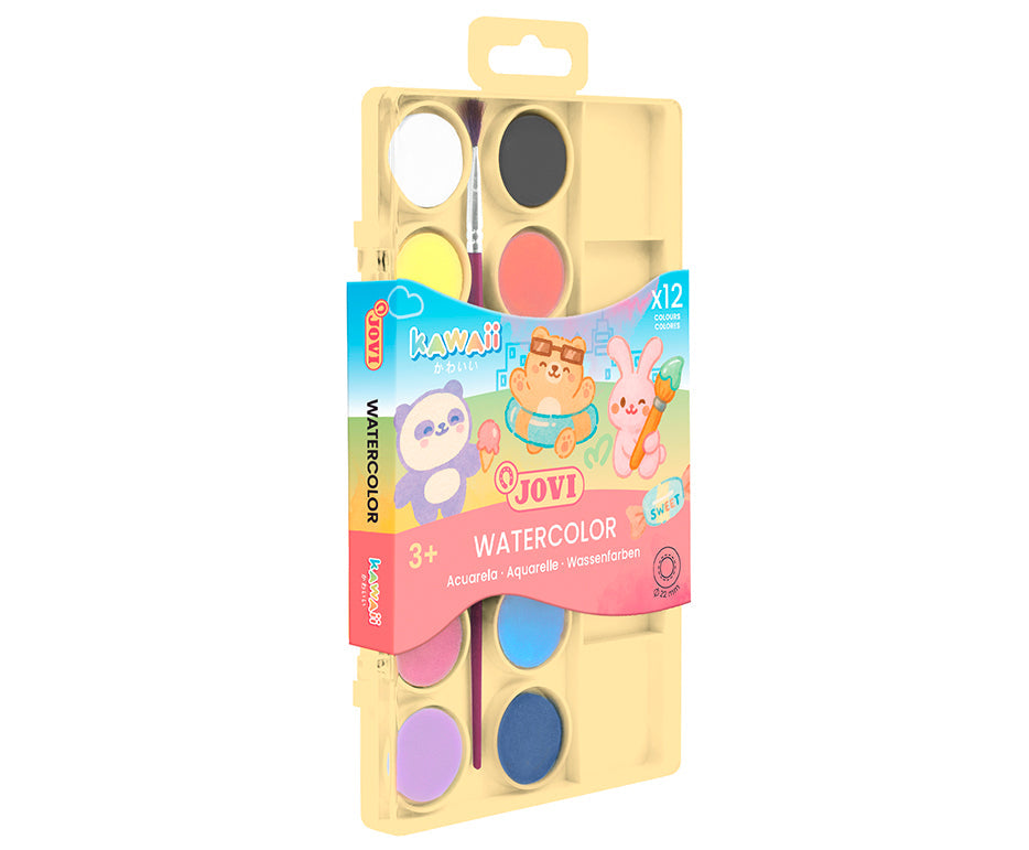 JOVI Kawaii waterverfset 12 napjes Ø 22 mm met penseel