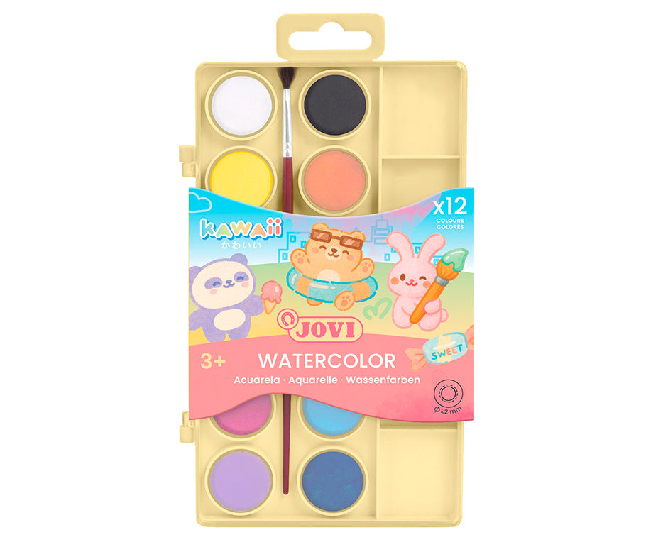 JOVI Kawaii waterverfset 12 napjes Ø 22 mm met penseel
