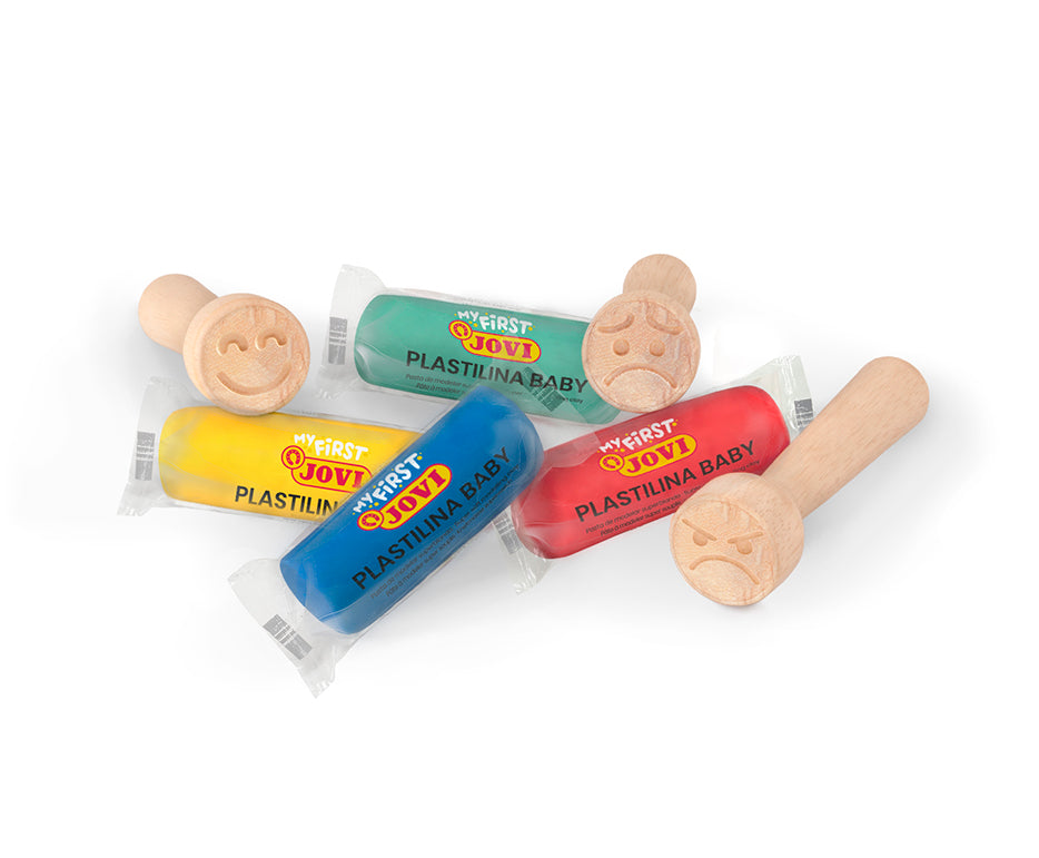 JOVI My First plasticine Emotions 4 × 38 g + 3 houten stempels