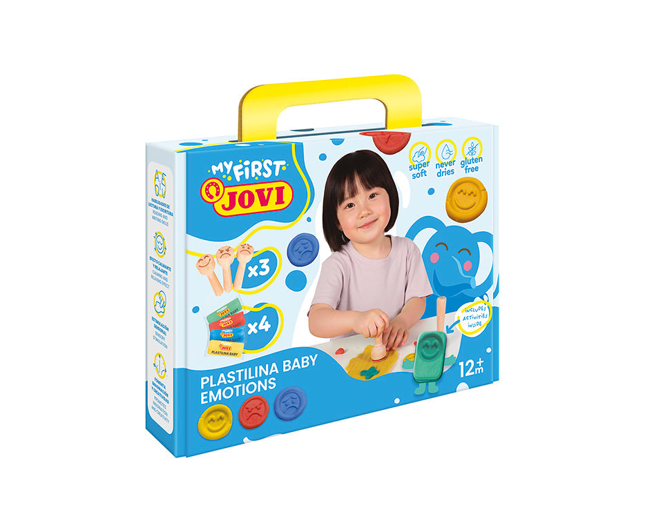 JOVI My First plasticine Emotions 4 × 38 g + 3 houten stempels