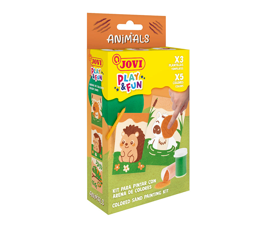JOVI Play&Fun miniset voor schilderen met zand, 9-delig – Dieren