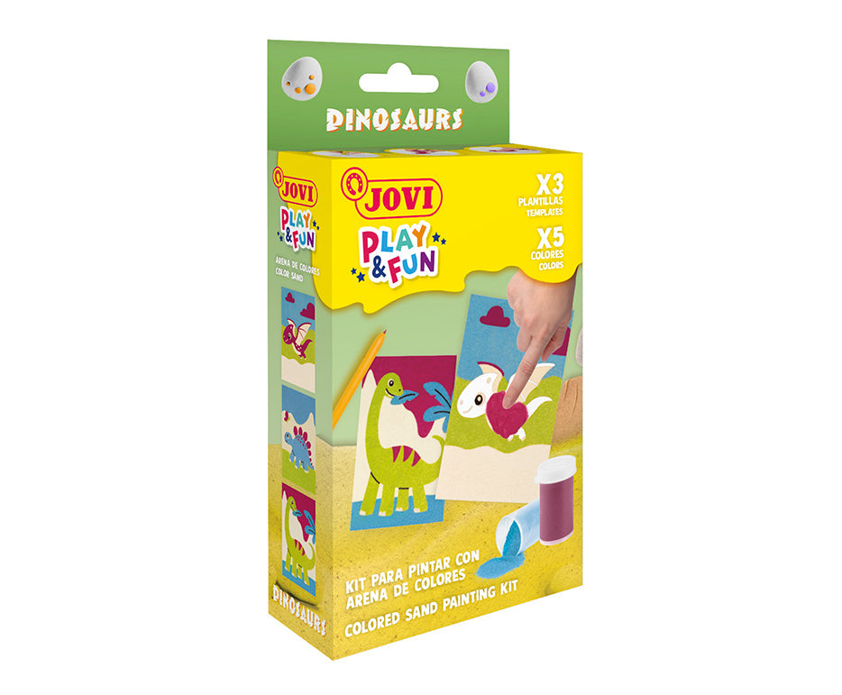 JOVI Play&Fun miniset voor schilderen met zand, 9-delig – Dinosaurussen