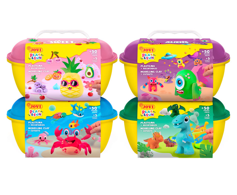 JOVI Play&Fun plasticine in koffertje Aliens, 50 stuks