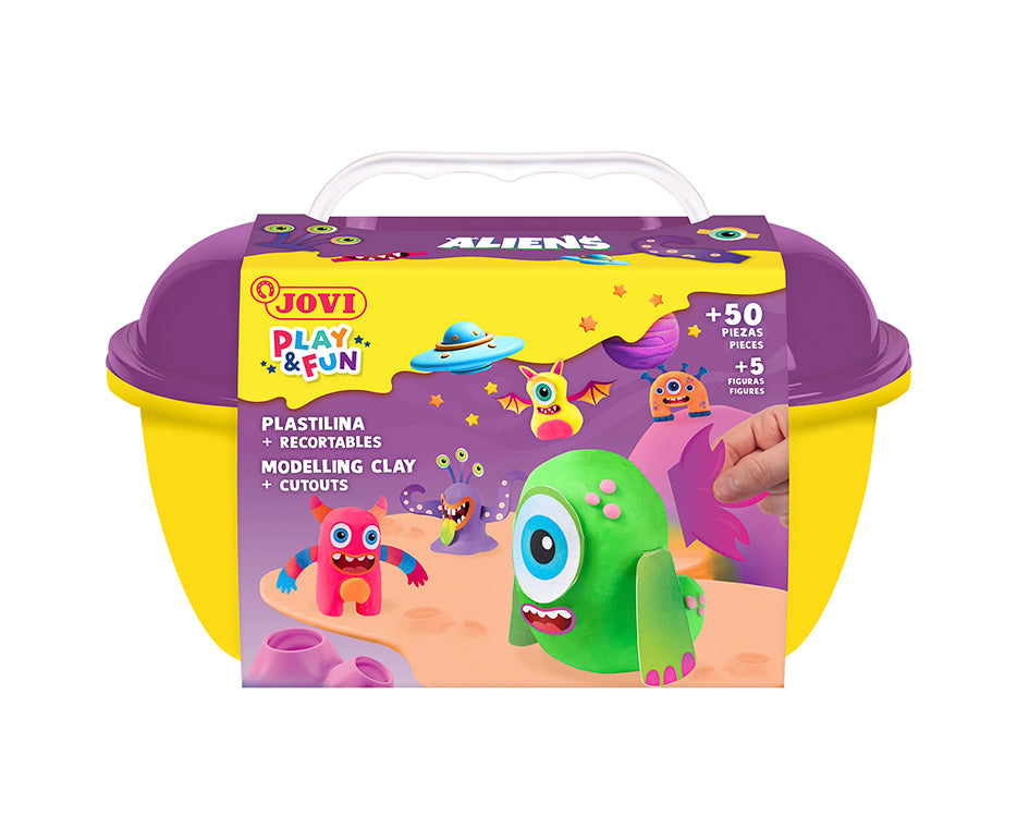 JOVI Play&Fun plasticine in koffertje Aliens, 50 stuks