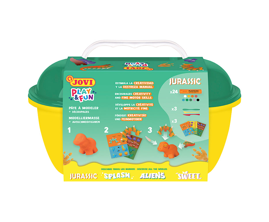JOVI Play&Fun speelklei Jurassic in koffertje met accessoires – afbeelding 3