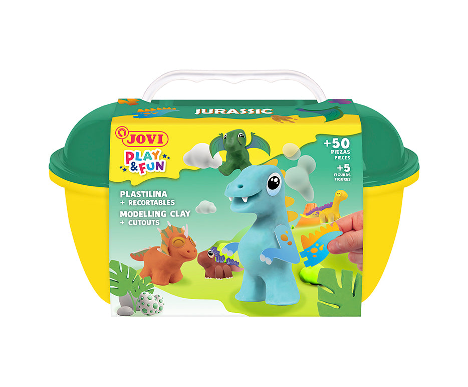 JOVI Play&Fun speelklei Jurassic in koffertje met accessoires