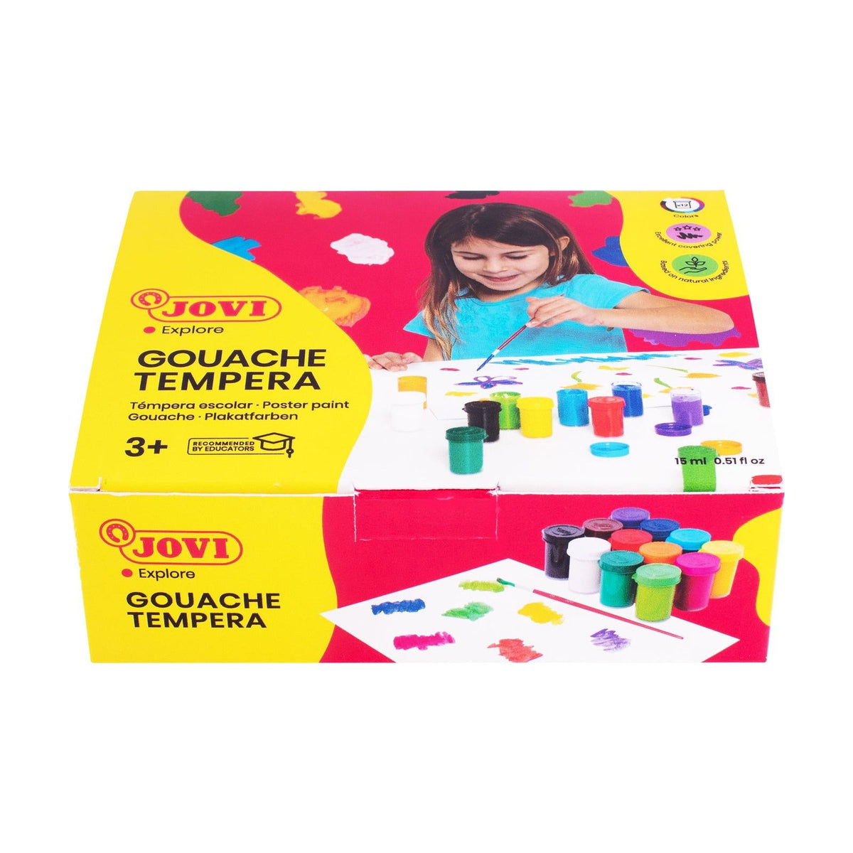 JOVI Premium plakkaatverf in gelvorm, 12 × 15 ml met penseel