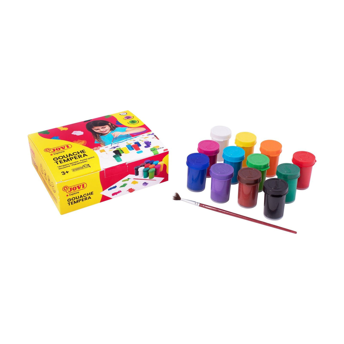 JOVI Premium plakkaatverf in gelvorm, 12 × 15 ml met penseel