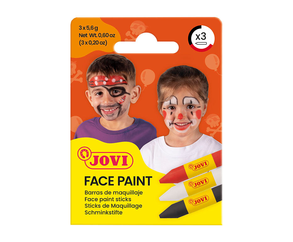 JOVI schminkstiften 3 × 5,6 g, rood, wit en zwart
