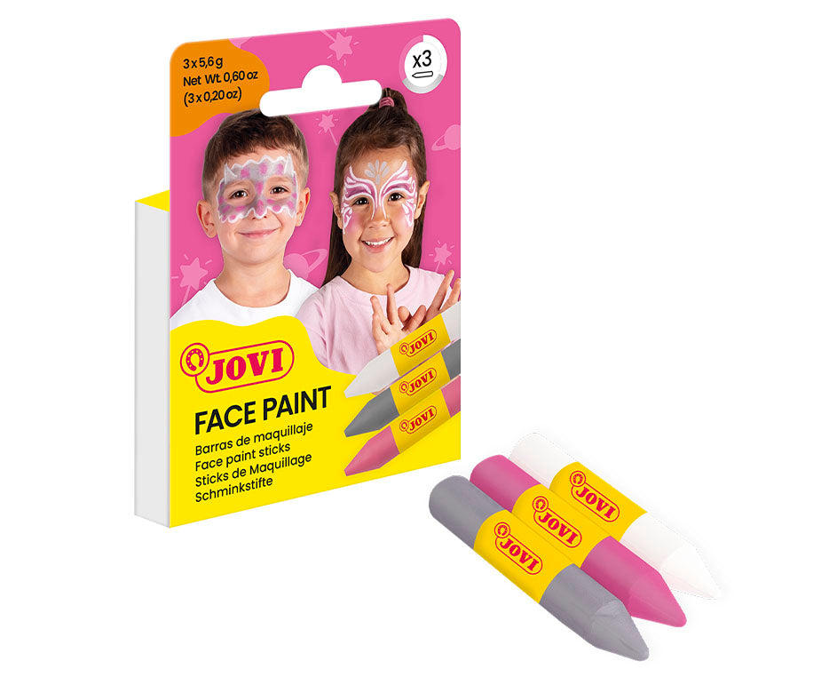 JOVI schminkstiften 3 × 5,6 g, roze, zilver en wit